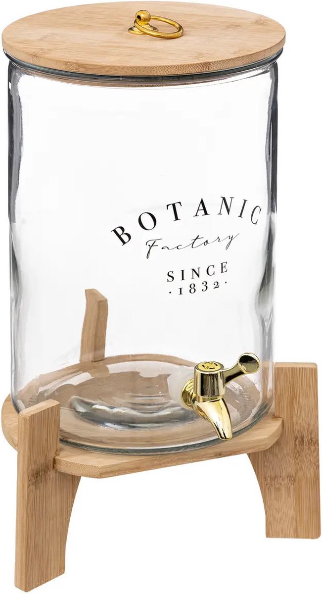 Secret de Gourmet Luxus Getränkespender/Wasser/Saft - Gestell/Zapfhahn - Glas/Holz - 8L - 24x22x42cm