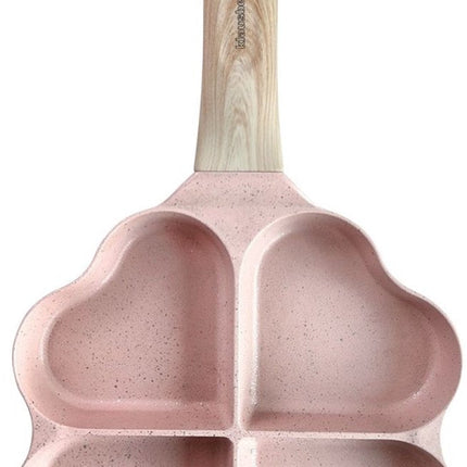 Klausberg 7820 - poêle 4 compartiments en forme de cœur pour œufs - hamburgers - crêpes - Rose - Revêtement antiadhésif