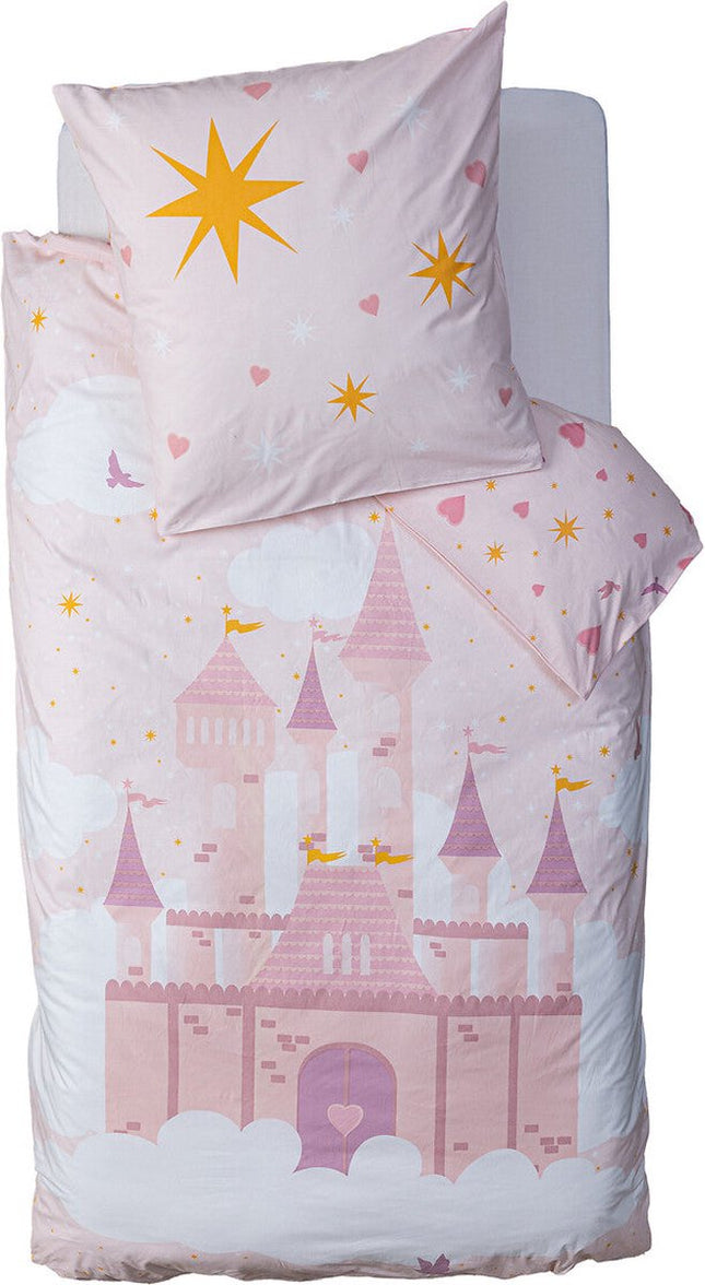 Atmosphera Kids Parure de lit 1 personne 100% coton avec 1 taie d'oreiller 140x200cm/65x65cm Château