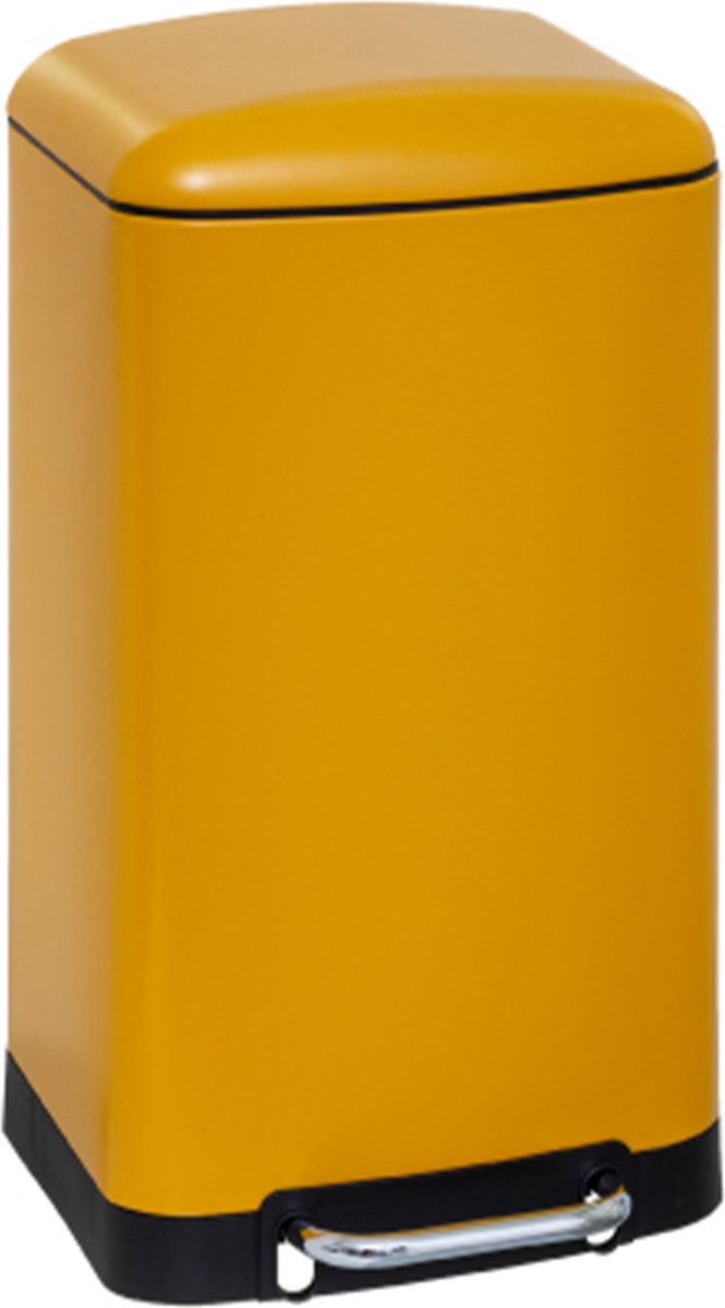 5Five Trash can/pedal bin - yellow - metal - 30 liters - 34 x 32 x 61 cm - kitchen
