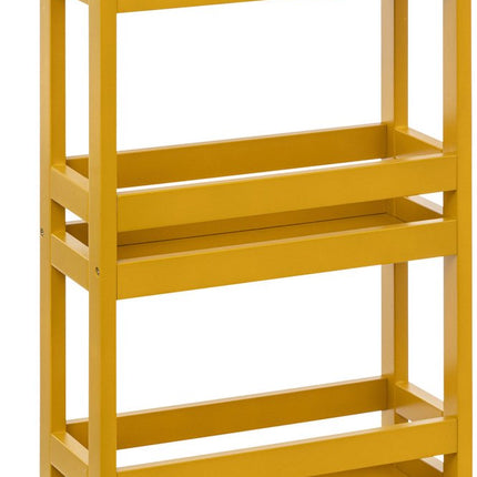 5Five Chariot de cuisine ou de salle de bain 3 niveaux - jaune - P15 x L40 x H75 cm - bois mdf - avec roulettes