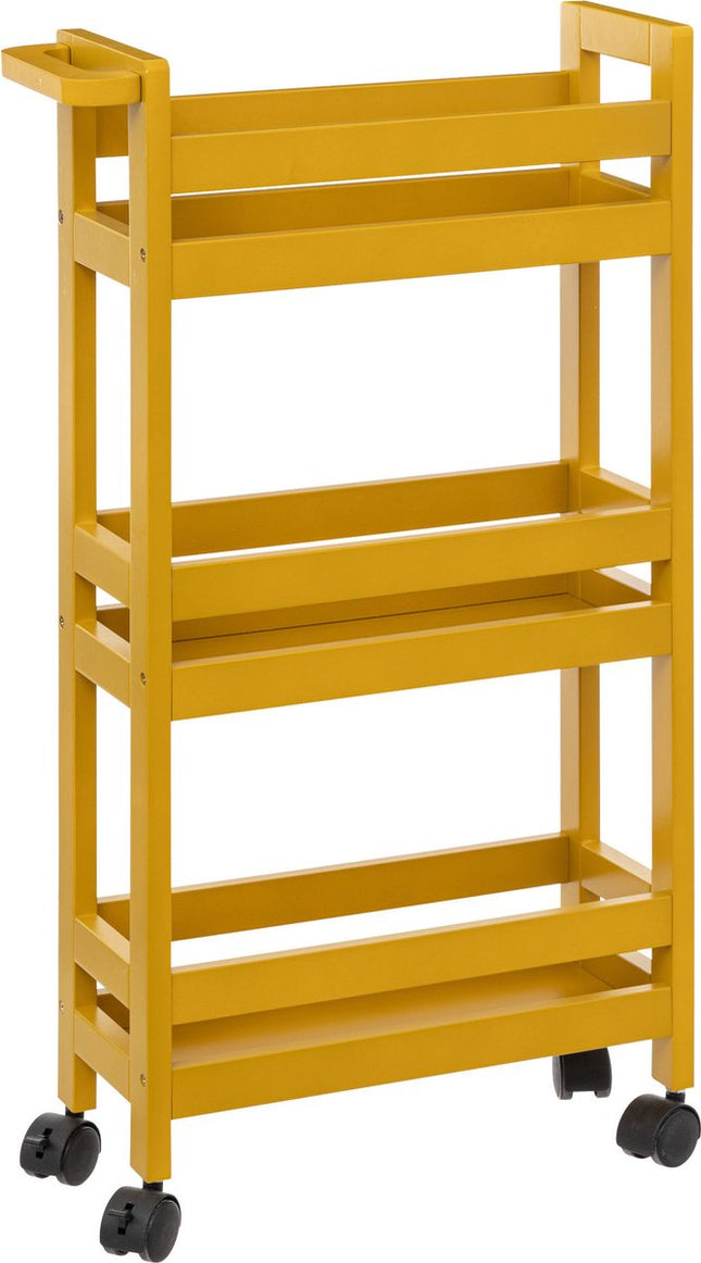 5Five Chariot de cuisine ou de salle de bain 3 niveaux - jaune - P15 x L40 x H75 cm - bois mdf - avec roulettes