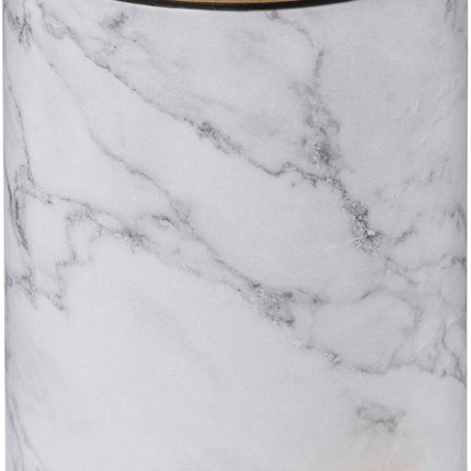 5Five Poubelle/poubelle à pédale aspect marbre - blanc - 3 litres - métal/bambou - 17 x 25 cm - fermeture douce