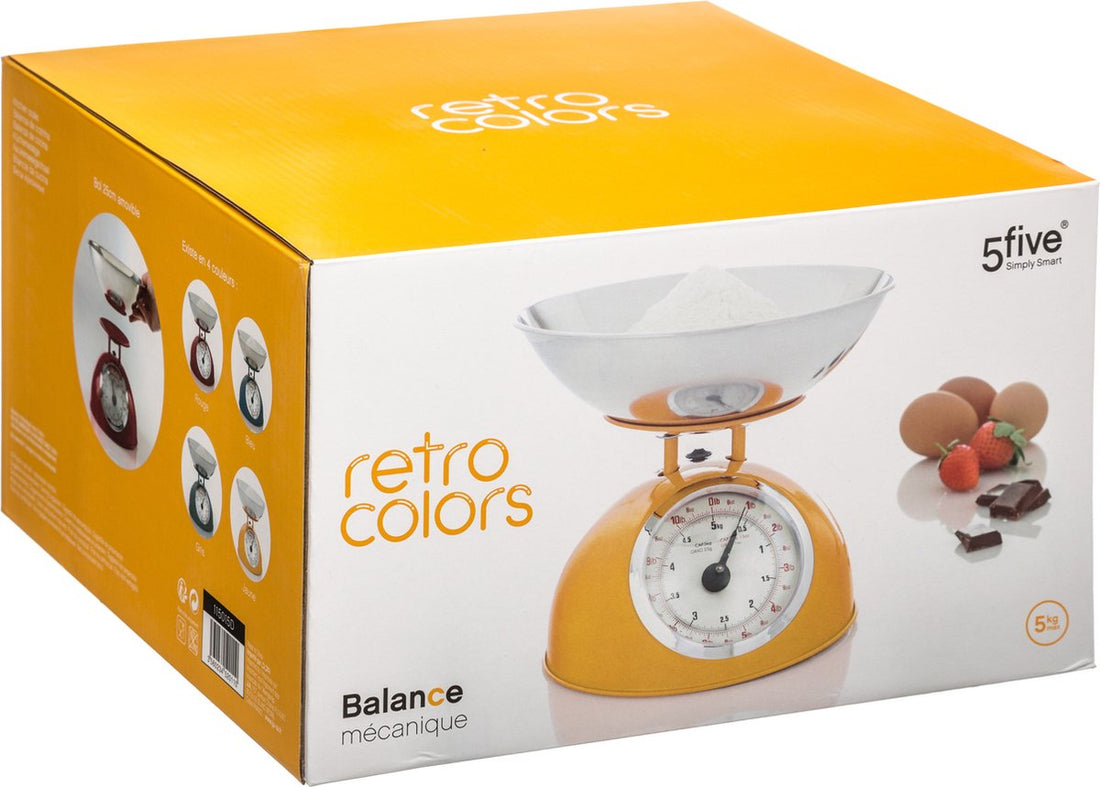 Kitchen scale with bowl yellow stainless steel - L21 x W25 cm - Analog - Retro