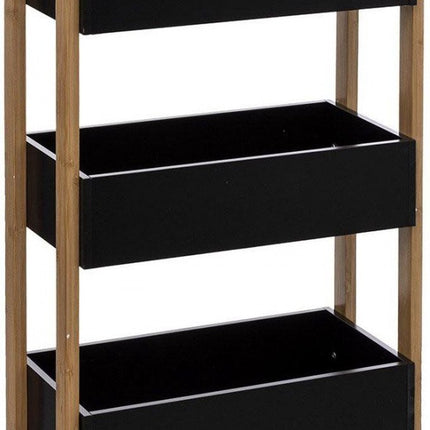 Chariot, trois boîtes de rangement - bois / noir