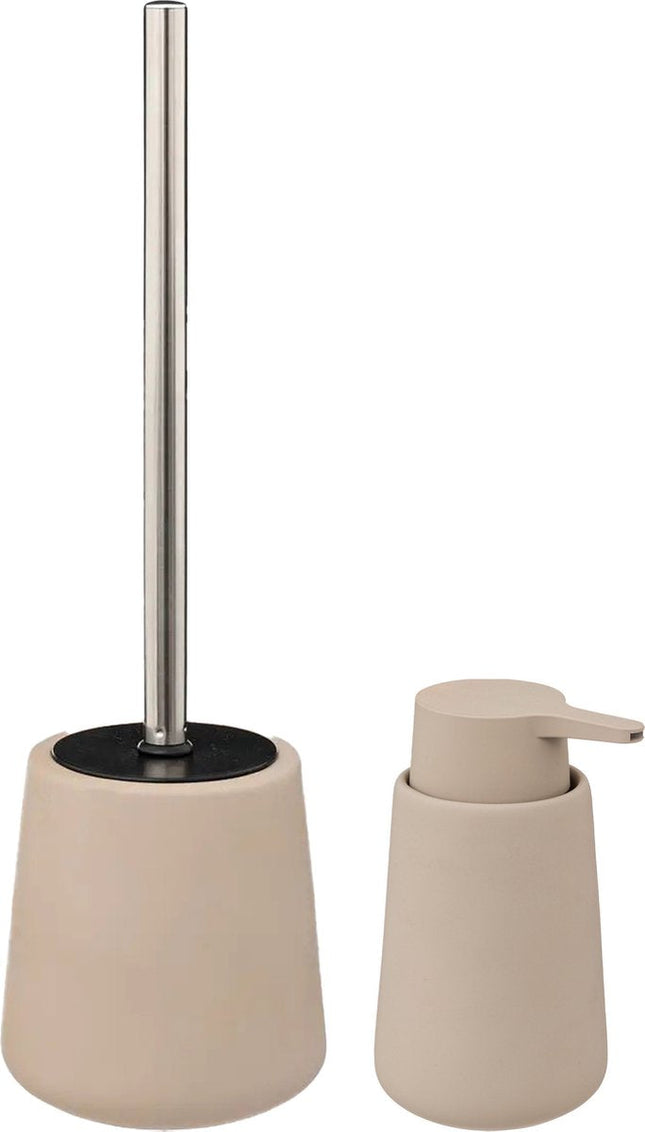 5Five Set d'accessoires de salle de bain - beige - distributeur de savon et brosse WC