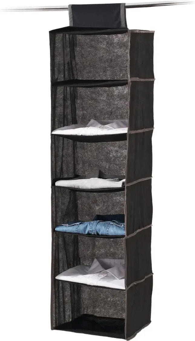 5Five organiseur de placard - suspendu - 6 compartiments - 30 x 30 x 120 cm - noir