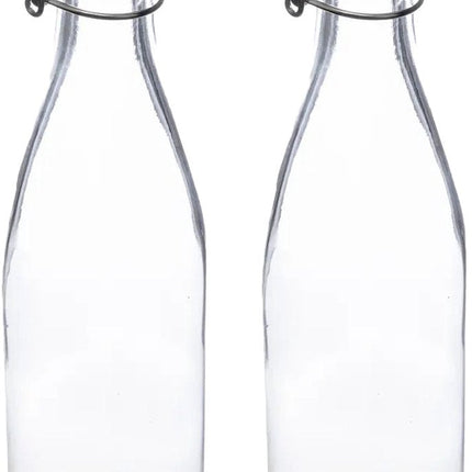 5Five Bouteille/bocaux à conserve - 2x - verre - transparent - hermétique - 0,5 litre - bouteille d'eau - limonade