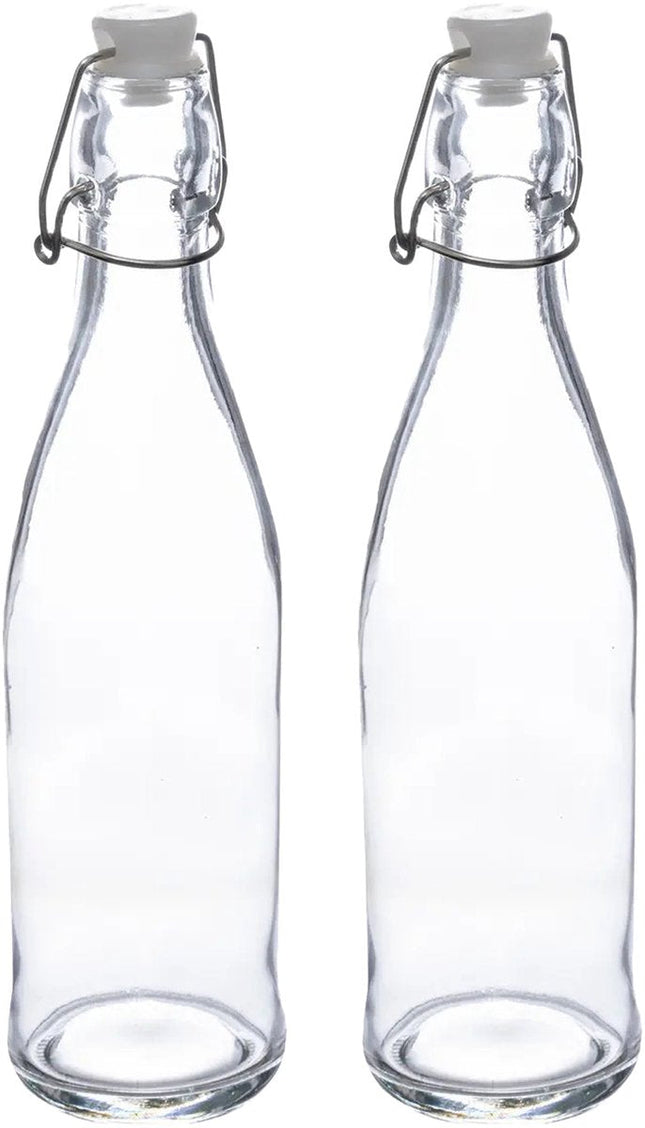 5Five Bouteille/bocaux à conserve - 2x - verre - transparent - hermétique - 0,5 litre - bouteille d'eau - limonade