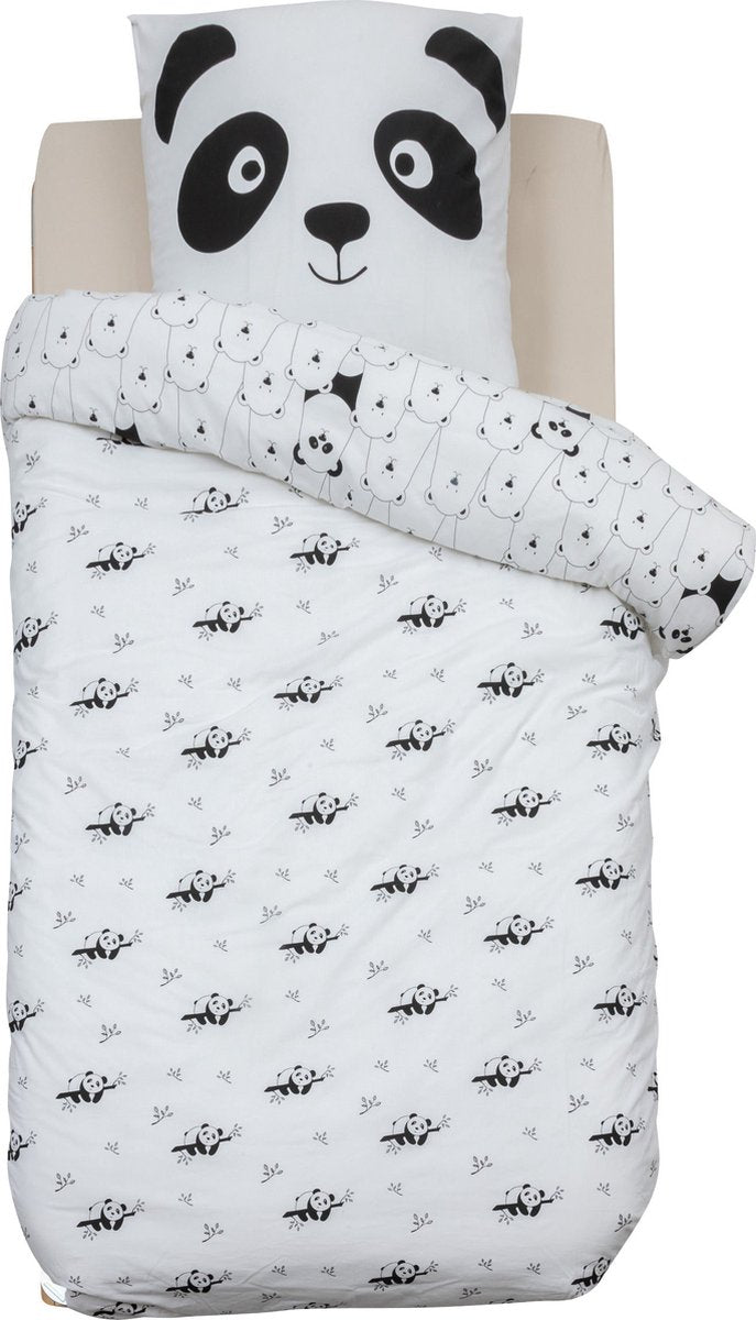Atmosphera Kids Panda Dekbedovertrek set met 1 kussensloop 140x200cm/65x65cm - Zwart/Wit