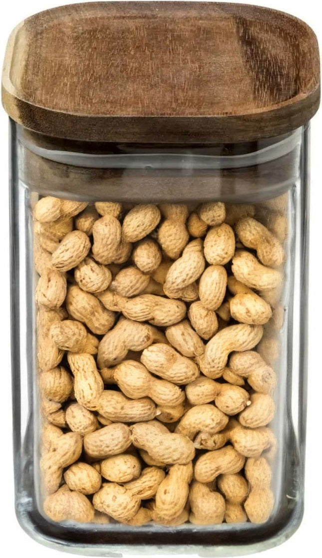 Boîte/pot de rangement en verre 1L avec couvercle en bois d'acacia - 1000 ml - Bocaux de rangement avec couvercle hermétique