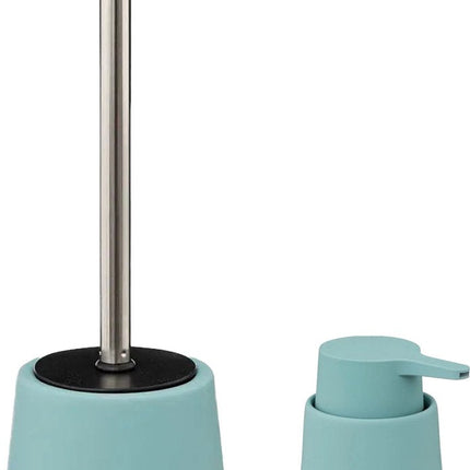 Lot d'accessoires de salle de bain 5Five – bleu glacier – distributeur de savon et brosse WC