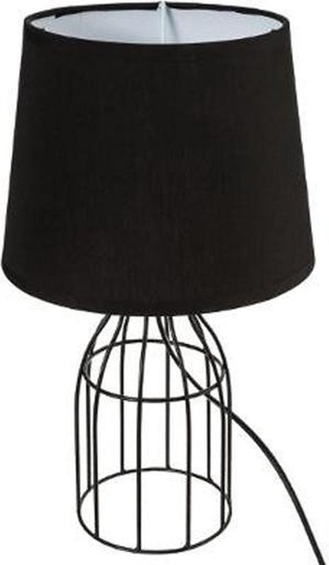 Atmosphera Créateur d'intérieur® Lampe à poser en métal filaire noir avec abat-jour en tissu noir