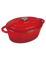 Kinghoff 1612 - gietijzeren braadpan - ovaal - 33 cm - 6, 2L - rood - emaille