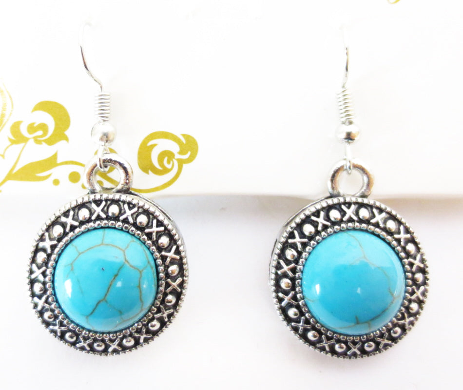 Turquoise set ketting en oorbellen