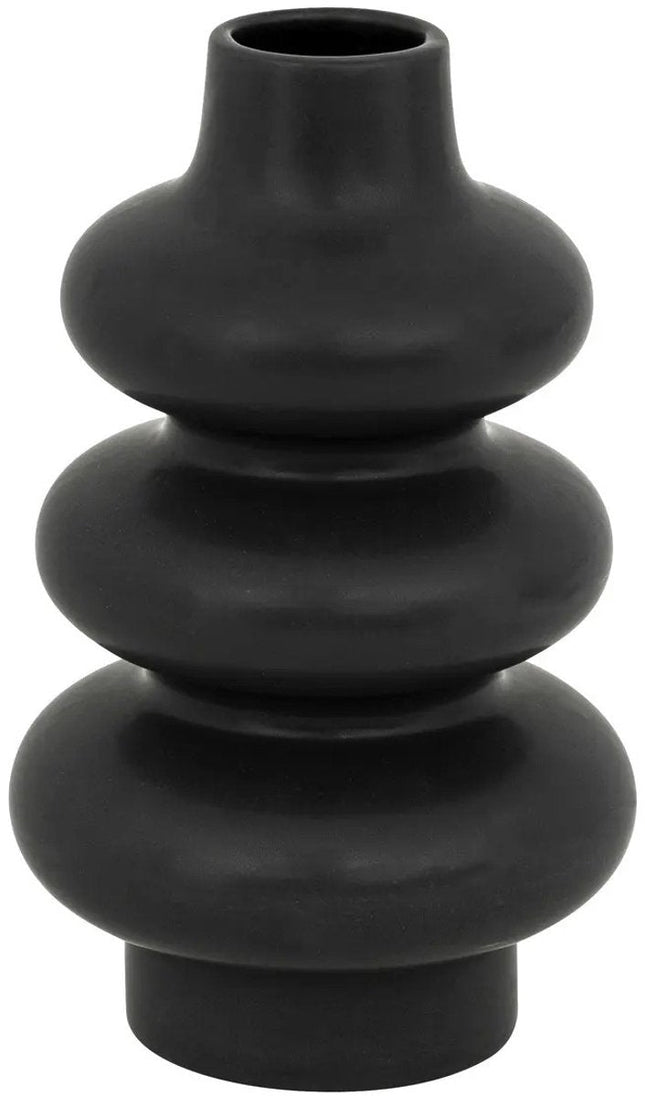 Atmosphera Vase Montagne - noir - pierre reconstituée dolomite - D15 x H25 cm - Tiges et branches - Classique et moderne