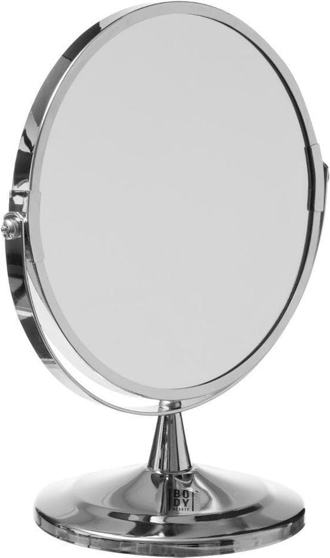 5Five Miroir double de maquillage/rasage sur pied - 17 x 23 cm - argent - Miroirs de rasage de salle de bain - sur pied