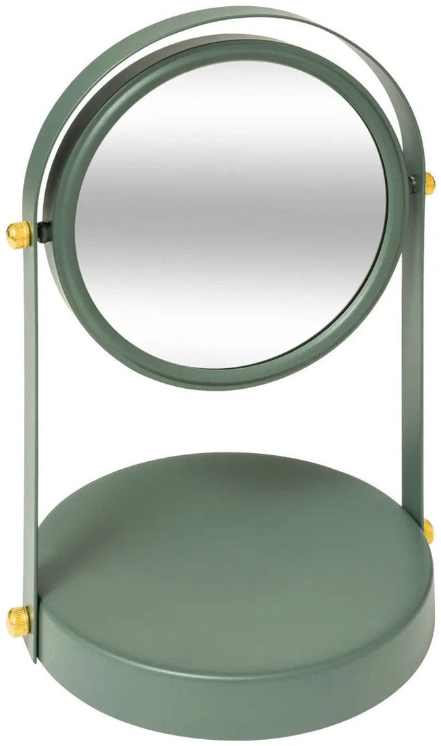 5Five Make-up spiegel met standaard - 18 x 26 cm - metaal - ficus groen - badkamer/kaptafel - draaibaar
