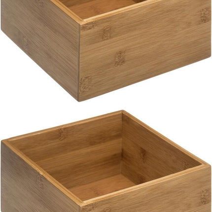 5Five - Boîtes de rangement/tri/séparation de tiroirs en bambou 18 x 18 x 9.5 cm - Lot de 2
