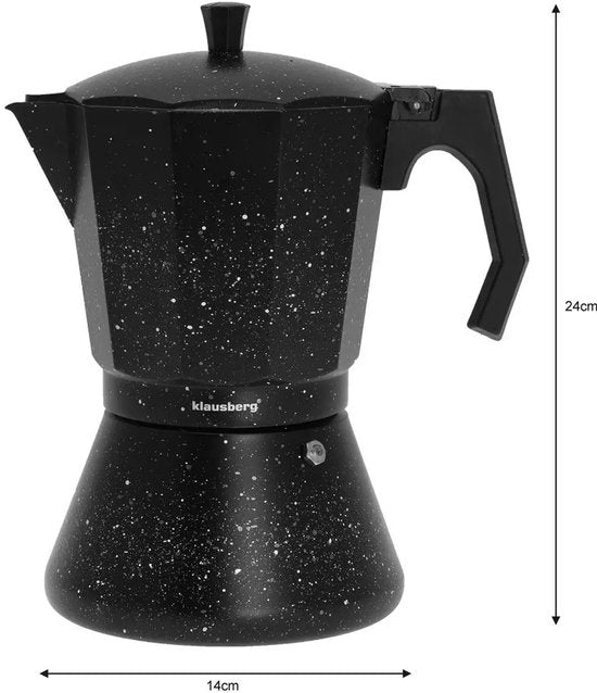 Klausberg KB7161 Machine à expresso - Design Marbre Noir (12 Tasses) - Compatible toutes sources de chaleur