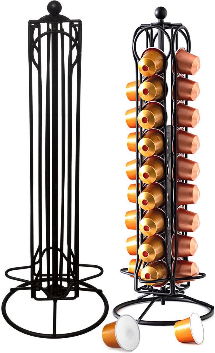 Rotating Nespresso cup holder black - 36 capsules - Pod Holder