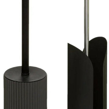 5Five - Brosse WC - Brosse de toilette - avec porte-rouleau de papier toilette - noir - ensemble de salle de bain - polyrésine et métal