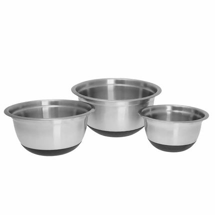 Klausberg KB7388 Lot de 3 Bols Mélangeurs en Inox (1.6L, 3L & 5L) - Base Antidérapante en Silicone - Empilables - Finition Satinée Moderne