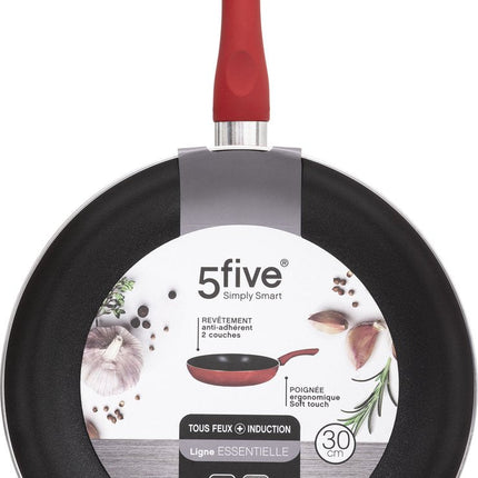 Secret de Gourmet - Poêle à frire - Convient à toutes les plaques de cuisson/sources de chaleur - rouge/noir - Diamètre 31 cm