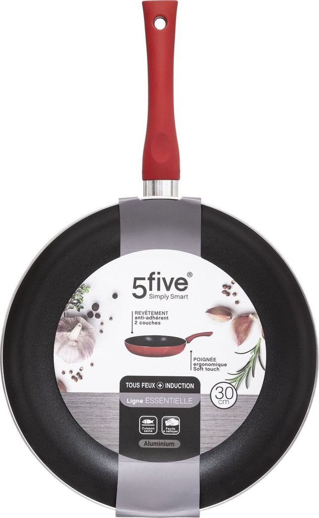 Secret de Gourmet - Poêle à frire - Convient à toutes les plaques de cuisson/sources de chaleur - rouge/noir - Diamètre 31 cm
