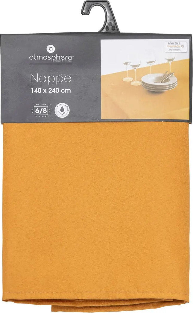 Nappe Atmosphera - 240 x 140 cm - Jaune Ocre - Nappes de salle à manger - Polyester