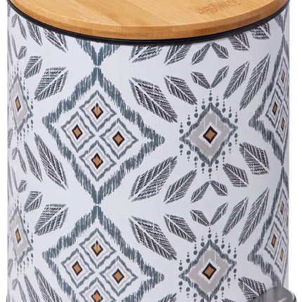 5Five Poubelle à pédale Mystic - blanc/gris - 3 litres - métal - 17 x 23 cm - pour toilettes/salle de bain - fermeture douce