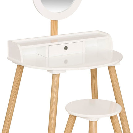 Atmosphera Kids Coiffeuse avec miroir et tabouret - 61x42xH89cm - Blanc