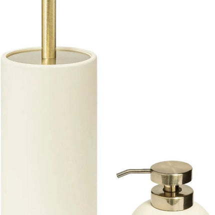 5Five Ensemble distributeur de savon et brosse WC - ivoire - pierre artificielle - Moderne