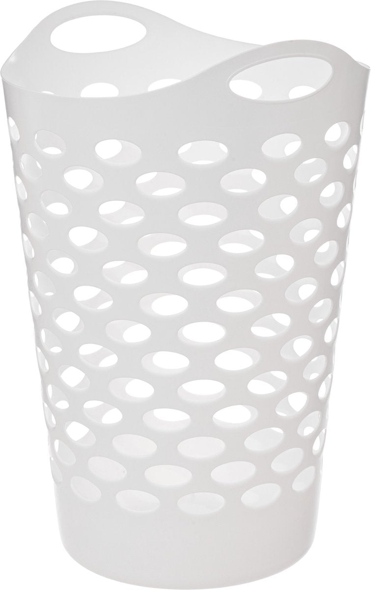 5Five Flexibele wasmand/opbergmand - rond - wit - 75 liter - D41 x H66 cm