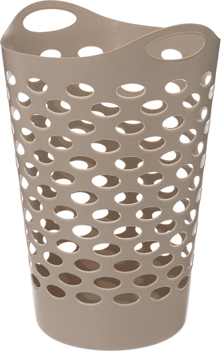 5Five Flexibele wasmand/opbergmand - rond - beige - 60 liter - D41 x H66 cm