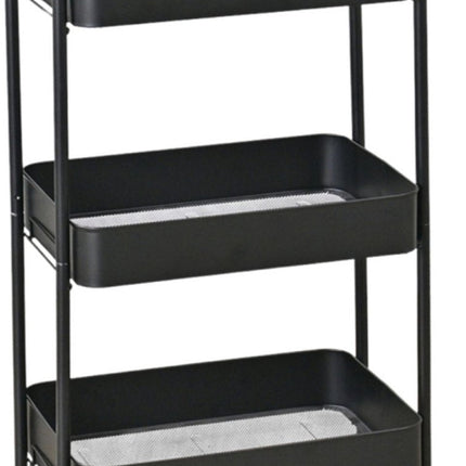 Kinghoff KH-1941 Chariot de rangement mobile à 3 niveaux - Chariot de rangement roulant pour cuisine, salle de bain et bureau - Noir - Organiseur de cuisine - Organiseur de salle de bain
