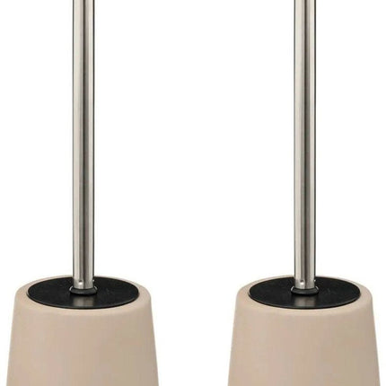 5Five Brosse WC avec support - 2x - polyrésine/métal - beige - 40 cm