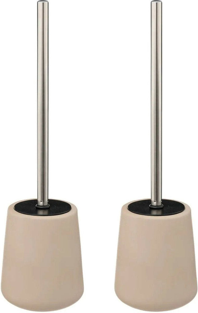5Five Brosse WC avec support - 2x - polyrésine/métal - beige - 40 cm