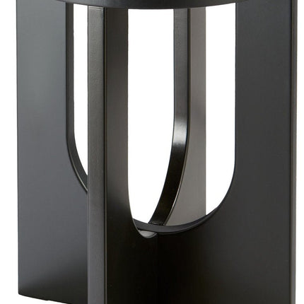 Table d'appoint/table basse Atmosphera Bloom - noire - bois MDF - ronde - Réhausseur de plantes