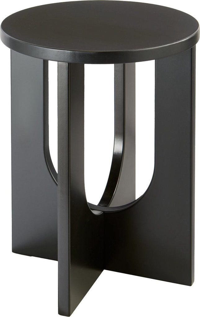Table d'appoint/table basse Atmosphera Bloom - noire - bois MDF - ronde - Réhausseur de plantes