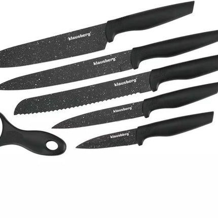 Klausberg KB7613 Set de couteaux de cuisine - 6 pièces - Aspect marbre - Tranchants et durables - Poignées antidérapantes - Acier inoxydable