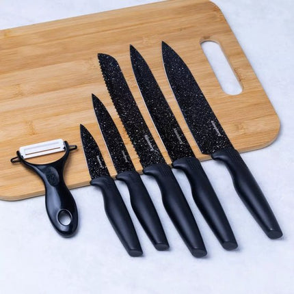 Klausberg KB7613 Set de couteaux de cuisine - 6 pièces - Aspect marbre - Tranchants et durables - Poignées antidérapantes - Acier inoxydable