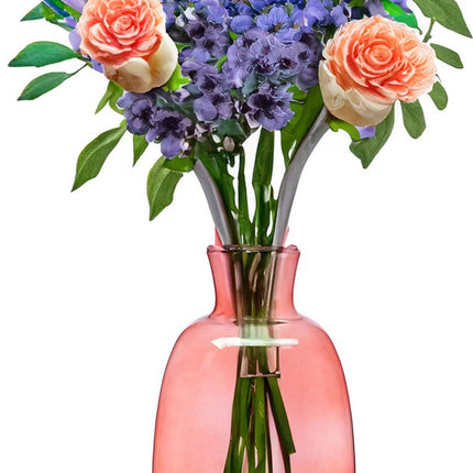 Giftdecor Vase à Fleurs Crystal - verre déco de luxe - rouge transparent - 21 x 36 cm - vase boule ovale
