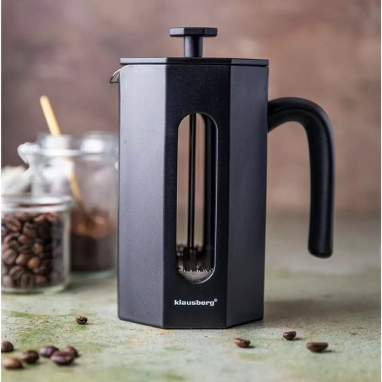 Klausberg KB7678 Cafetière à Piston et à Thé - 0.80L - Acier Inoxydable & Verre Borosilicate - Design Octogonal - Sûr et Compatible Lave-Vaisselle