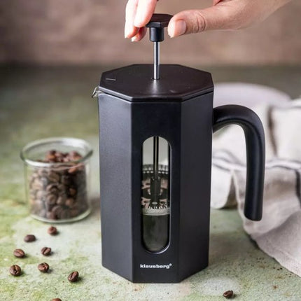 Klausberg KB7678 Cafetière à Piston et à Thé - 0.80L - Acier Inoxydable & Verre Borosilicate - Design Octogonal - Sûr et Compatible Lave-Vaisselle