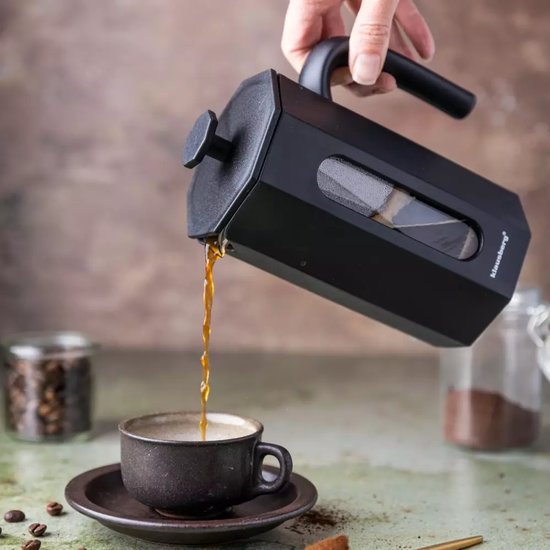 Klausberg KB7678 Cafetière à Piston et à Thé - 0.80L - Acier Inoxydable & Verre Borosilicate - Design Octogonal - Sûr et Compatible Lave-Vaisselle