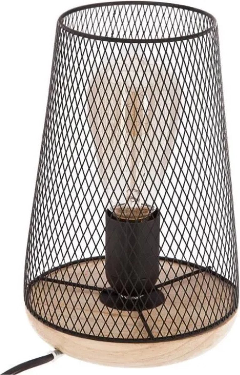 Industrial Table Lamp - Industrial Look - Black Wood
