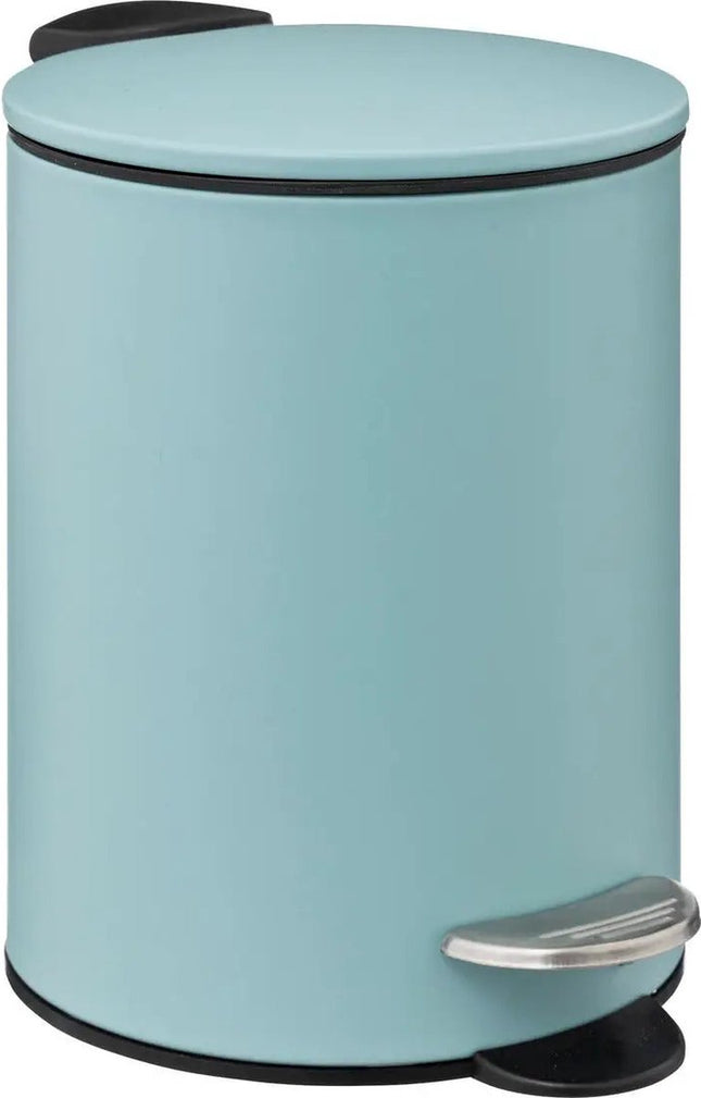 5Five Petite poubelle à pédale - Métal - Bleu glacier - 3L - 16 x 25 cm - Salle de bain - Salle de bain/WC