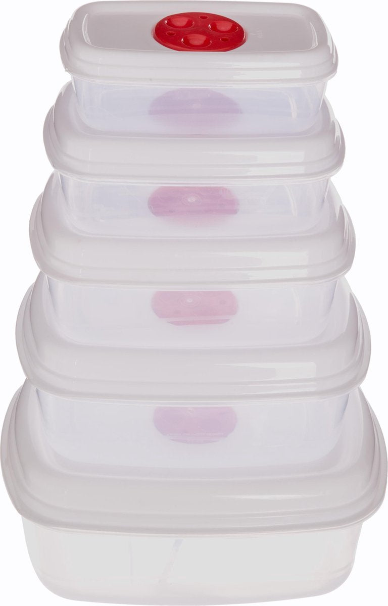 5five Microwave container set 5 pieces - with air vents - food storage container - freezer safe