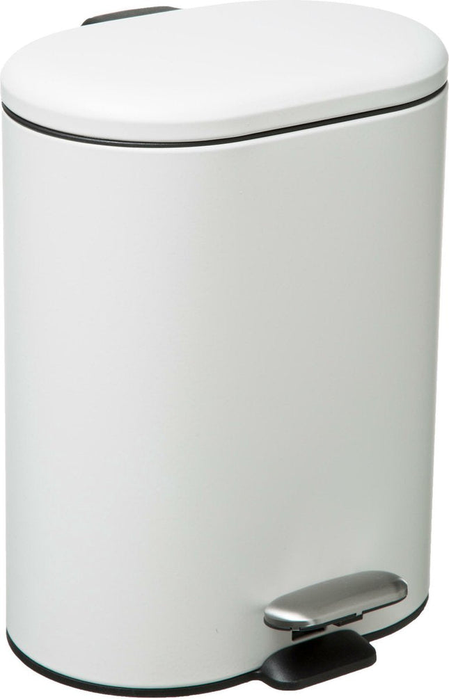 5Five - Poubelle/poubelle à pédale métal blanc inoxydable 6 litres - 15x24x30 cm